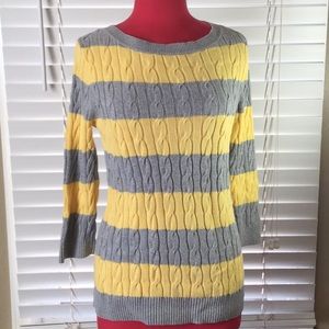 Loft cable knit quarter sleeve sweater top large